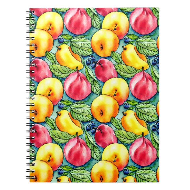 Carnet Poire de pomme de fruits motif d'aquarelle d'été (Devant)