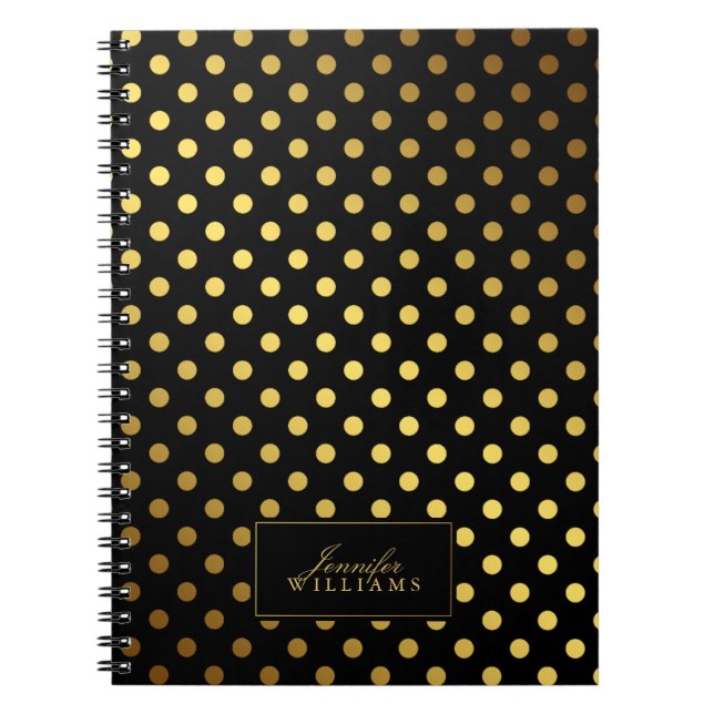 Carnet Pois Black et Faux Gold Foil (Devant)
