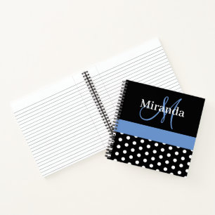 Carnet Pois de Monogrammes Bleus Noir