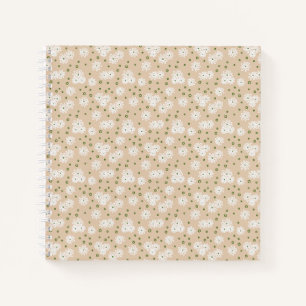 Carnet Pois et marguerites - Blanc, Sable et Palm Green