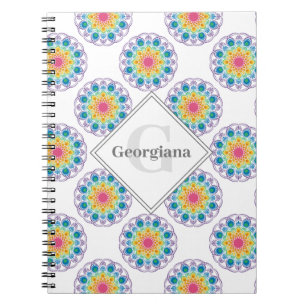 Carnet Pois floraux arc-en-ciel personnalisés Mandala
