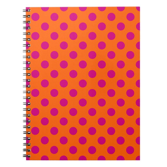 Carnet Pois Fuchsia orange (Devant)