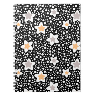 Carnet Pois noir et blanc rétro avec étoiles