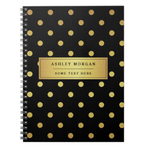 Carnet Pois noir moderne de parties scintillantes d'or