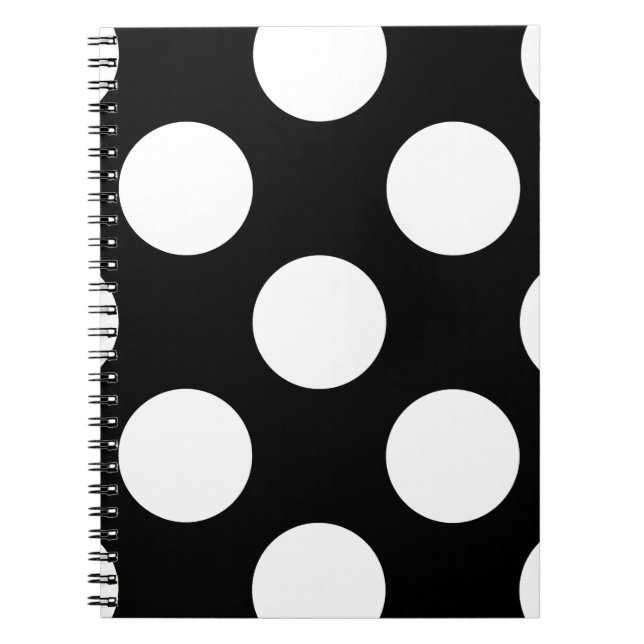 Carnet Pois noirs et blancs, Motif Polka (Devant)