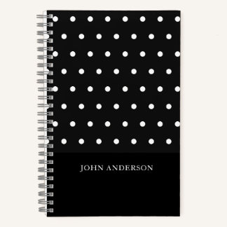 Carnet Pois noirs et blancs personnalisés