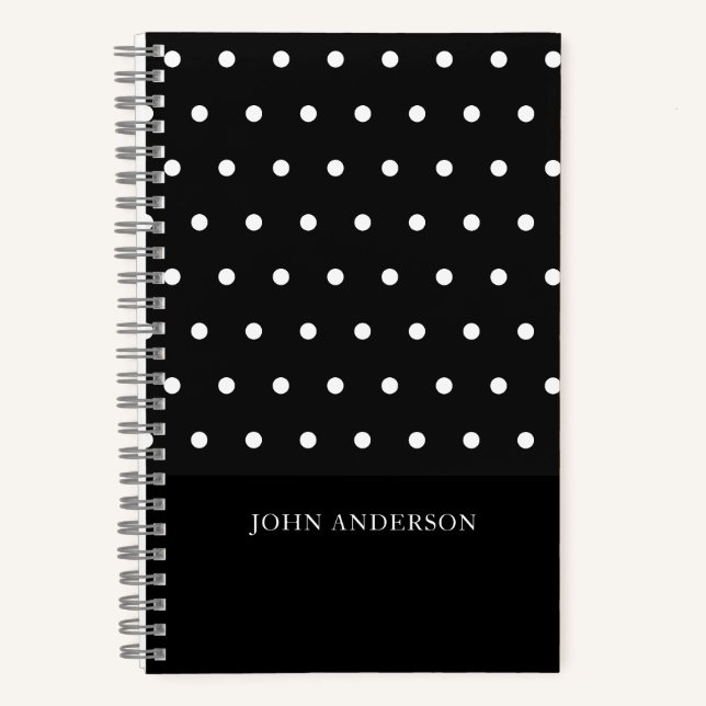 Carnet Pois noirs et blancs personnalisés (Recto)