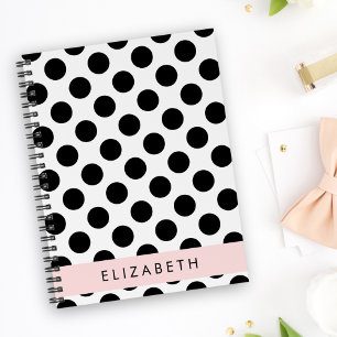 Carnet Pois noirs et blancs, pointillés, Votre nom