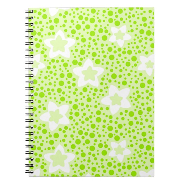 Carnet Pois rétro vert vif avec motif floral (Devant)