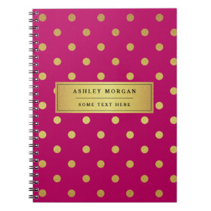 Carnet Pois rose moderne de parties scintillantes d'or