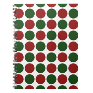 Carnet Pois rouges et verts en blanc