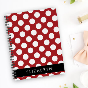 Carnet Pois Rouges, Motif Polka Dot, Votre Nom