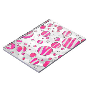 Carnet Pois Zèbre rose chaud et blanc