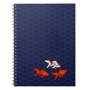 Carnet Poisson d'or sur Seigaiha Motif japonais personnal
