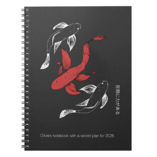 Carnet Poisson japonais minimaliste personnalisé