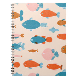 Carnet Poisson rétro : Motif de style Risographe
