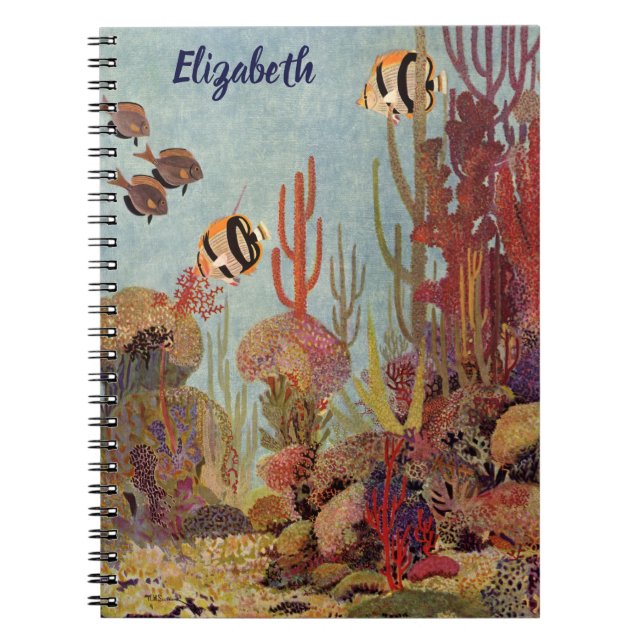 Carnet Poissons-anges en corail, poissons tropicaux Vinta (Devant)