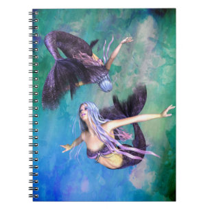 Carnet Poissons - Deux sirènes nageant en boucle