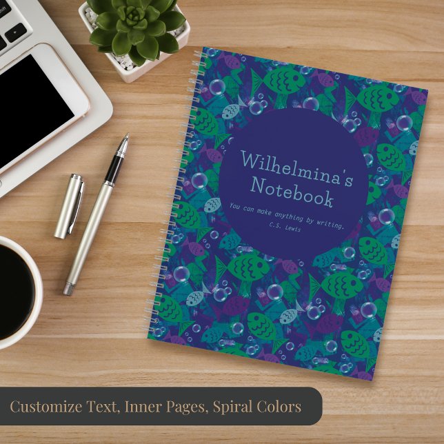 Carnet Poissons et bulles Vibrant Reef Motif (Créateur téléchargé)