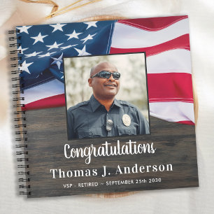 Carnet Police Retraite personnalisée Photo American Flag