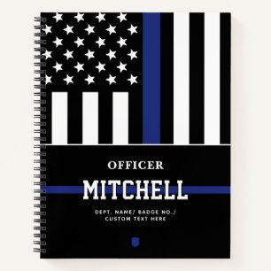 Carnet Policier personnalisé Ligne Bleue Mince