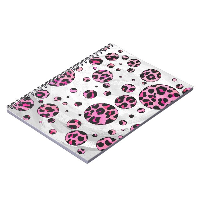 Carnet Polka Leopard Pot noir et rose chaud (Côté gauche)