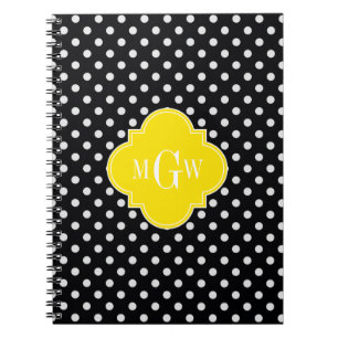 Carnet Polka Noir Blanc Point Quatrefosse Jaune 3 Monogra