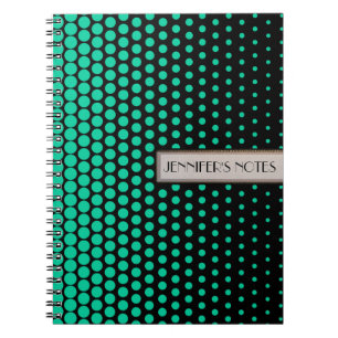 Carnet Polka verte des Caraïbes Élégant Noir moderne