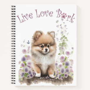 Carnet Pomeranian Chien Maman Floral