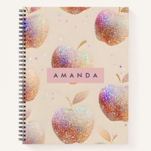 Carnet Pomme Pailletée Personnalisée Fruit Pastel à Paill