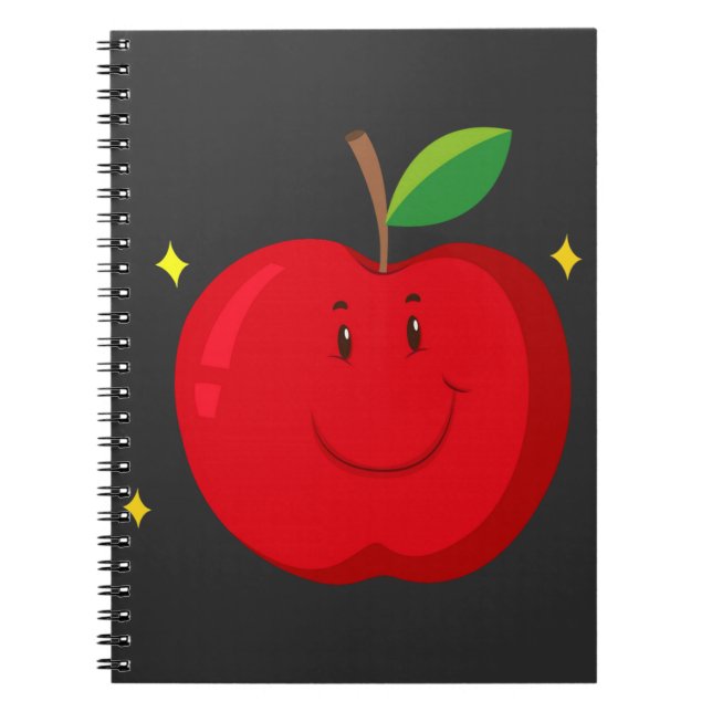 Carnet Pomme rouge avec un visage heureux (Devant)