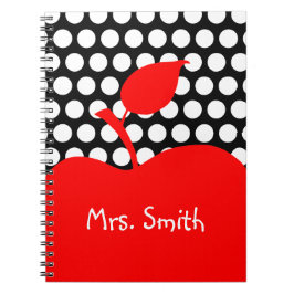 Carnet Pomme rouge personnalisée Pointe noir et blanc