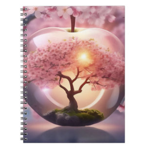 Carnet Pomme Translucide Rose Avec Scène Pommier,