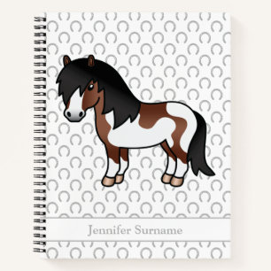 Carnet Poney Shetland Pinto Brun Dessin Animé de Poney &