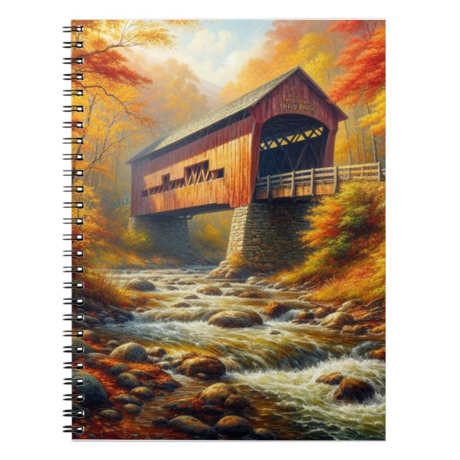 Carnet pont couvert d'automne classique (Devant)