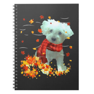 Carnet Poochon Écharpe d'automne - Chiens Feuilles d'auto