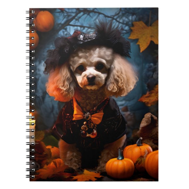 Carnet Poodle à la fête d'Halloween (Devant)