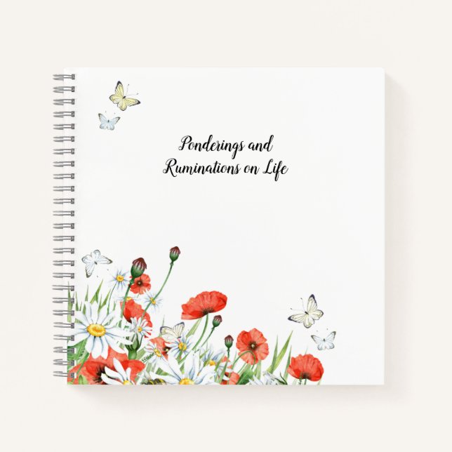 Carnet Poppies, Fleurs sauvages, papillons (Devant)