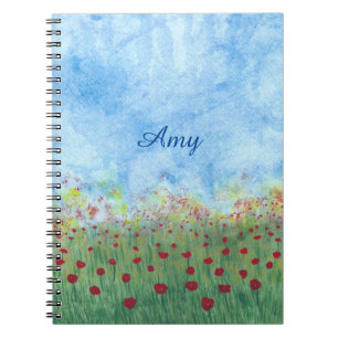 Carnet Poppies rouges sur le terrain Journaux personnalis