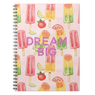 Carnet Popsicles de fruits tropicaux Rêve rose Paillettes