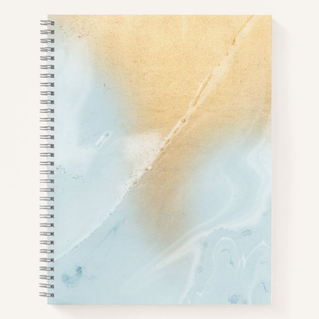 Carnet Portable en marbre bleu Faux Gold Spiral (Devant)