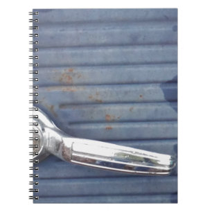 Carnet Porte bleue vintage, poignée argent