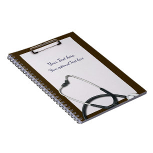 Carnet Porte-bloc marron médical avec stéthoscope