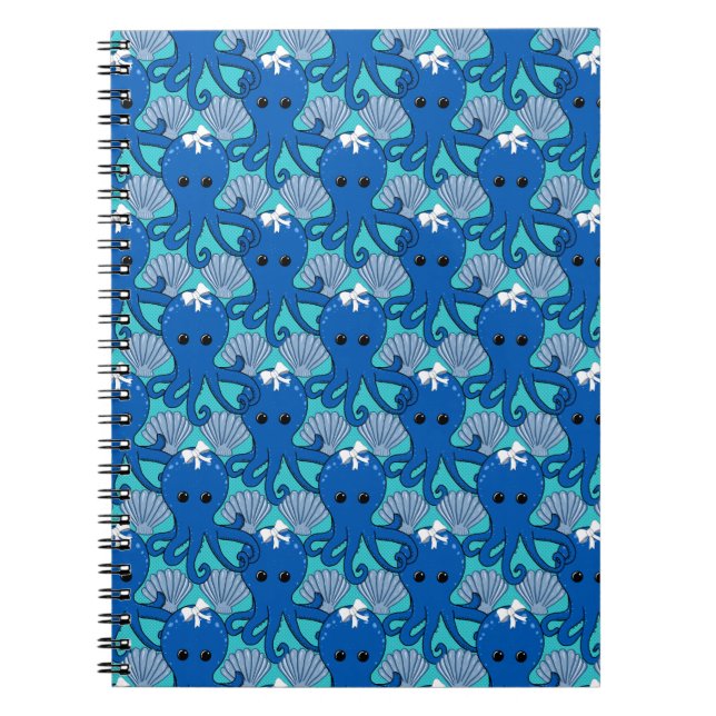 Carnet Porte - bloc octopus bleu mou (Devant)