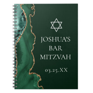 Carnet Porte Or Vert foncé Barre personnalisée Mitzvah