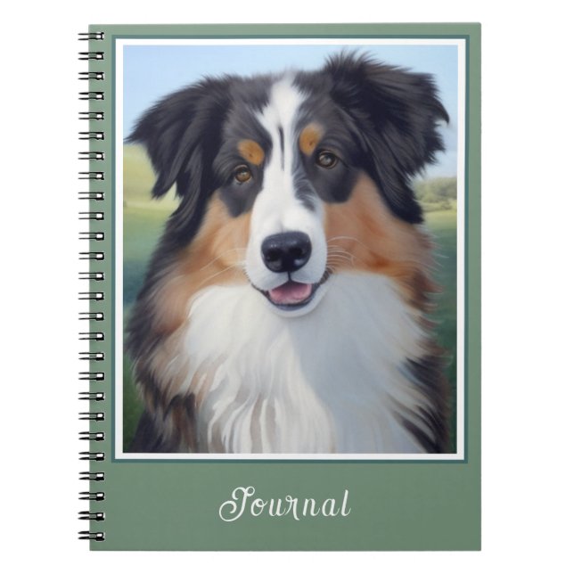 Carnet Portrait d'Australian Shepherd - (Devant)