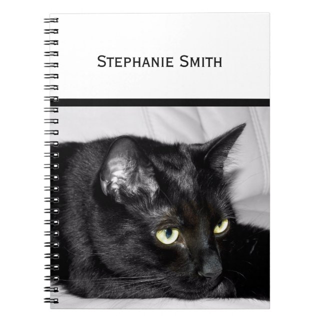 Carnet Portrait de chat noir mignon (Devant)