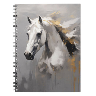 Carnet Portrait de cheval blanc puissant effet d'huile