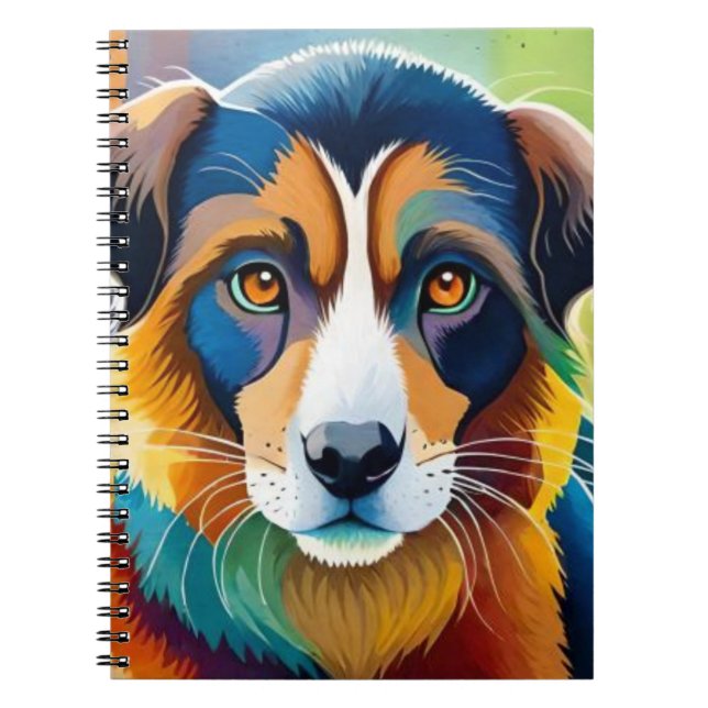 Carnet Portrait de chien mignon coloré près (Devant)