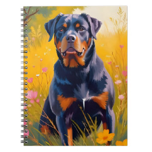 Carnet Portrait de chien Rottweiler Peinture aquarelle